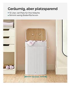 Cos pentru rufe, Songmics, 72 L, Alb, LCB010W01, 40 x 30 x 60 cm