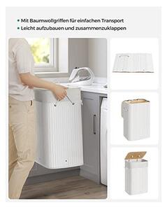 Cos pentru rufe, Songmics, 72 L, Alb, LCB010W01, 40 x 30 x 60 cm
