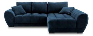 Colțar extensibil cu tapițerie de catifea și șezlong pe partea dreaptă Windsor & Co Sofas Nuage, albastru