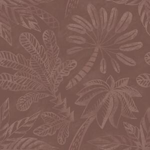 Tapet Frunze tropicale texturate în nuanțe intense de teracotă roșie, Tapet natura, Tapet frunze, a01001v2 : Uwalls.ro