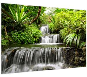 Tablou - Cascadă în pădurea tropicală (90x60 cm)