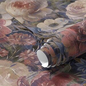 Tapet Buchet pictural de flori mari pe fundal indigo intens, Tapet flori, a01021 : Uwalls.ro