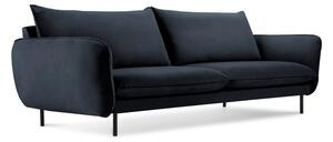 Canapea țesătură catifea Cosmopolitan Design Vienna, 230 cm, albastru închis