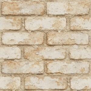 Tapet Textură de cărămidă bej deschis învechită, Tapet loft, a01029 : Uwalls.ro