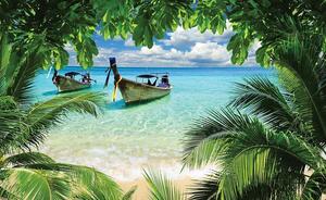 Fototapet barcă de pescari pe o plajă tropicală - 225 - Fototapet24