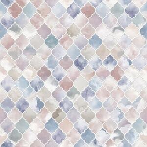 Tapet Mozaic în culori pastelate deschise, cu forme marocane delicate, Tapet abstract, a01039v1 : Uwalls.ro