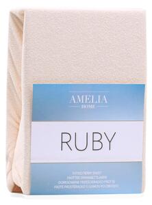 Cearșaf elastic pentru pat dublu AmeliaHome Ruby Siesta, 180-200 x 200 cm, bej deschis