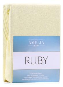 Cearșaf elastic pentru pat dublu AmeliaHome Ruby Siesta, 180-200 x 200 cm, galben deschis