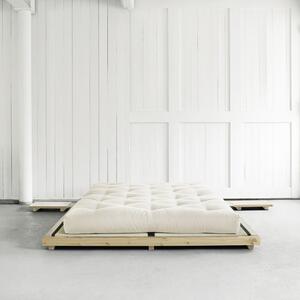 Pat dublu din lemn de pin cu saltea Karup Design Dock Comfort Mat Natural/Natural, 160 x 200 cm