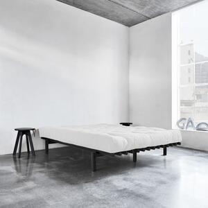 Pat dublu din lemn de pin cu saltea Karup Design Pace Comfort Mat Black/Natural, 180 x 200 cm