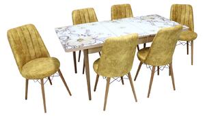Set masă extensibilă Dalia cu 6 scaune Apollo Galben