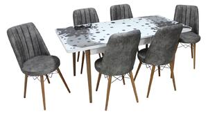 Set masă extensibilă Amaryllis Black cu 6 scaune Apollo Gri Deschis