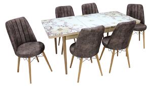 Set masă extensibilă Dalia cu 6 scaune Apollo Maro