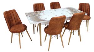 Set masă extensibilă Amaryllis Brown cu 6 scaune Apollo Cărămiziu