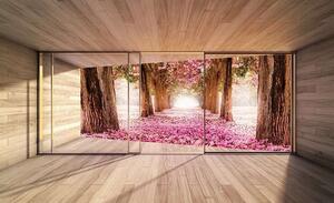 Fototapet 3D copaci înfloriţi văzuţi de pe terasă - 3294 - Fototapet24