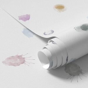 Tapet Pete mari și colorate de acuarelă pe hârtie albă, Tapet abstract, a01062 : Uwalls.ro