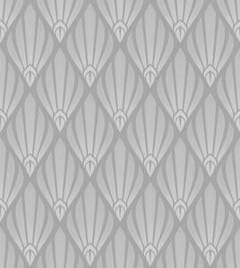 Tapet Art Deco gri cu forme în formă de evantai, Tapet abstract, a01064 : Uwalls.ro