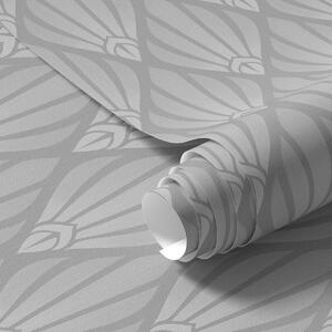 Tapet Art Deco gri cu forme în formă de evantai, Tapet abstract, a01064 : Uwalls.ro