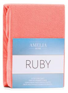 Cearșaf elastic pentru pat dublu AmeliaHome Ruby Siesta, 180-200 x 200 cm, corai
