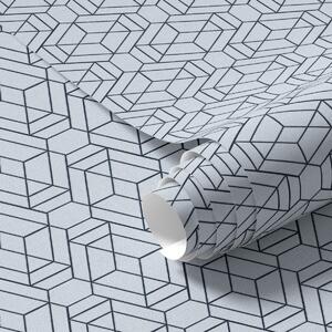 Tapet Model geometric albastru deschis cu cuburi, Tapet abstract, a01066 : Uwalls.ro