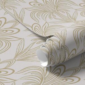 Tapet Ornament Art Deco ușor, cu plante stilizate, Tapet abstract, a01065v1 : Uwalls.ro