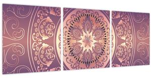 Tablou - Mandala pe gradient violet (cu ceas) (90x30 cm)