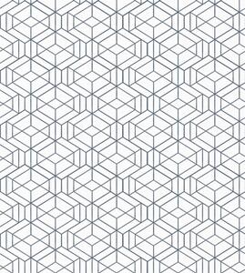 Tapet Fundal alb cu cuburi geometrice tridimensionale albastre, Tapet abstract, a01067 : Uwalls.ro