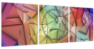 Tablou - Abstracția poligonală (cu ceas) (90x30 cm)