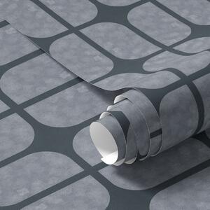 Tapet Fundal albastru închis cu mozaic gri din plăci rotunjite, Tapet abstract, a01068v1 : Uwalls.ro