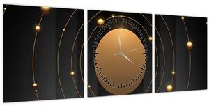 Tablou - Cercuri aurii (cu ceas) (90x30 cm)