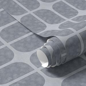 Tapet Mozaic gri cu arcuri dreptunghiulare și textură moale, Tapet abstract, a01068 : Uwalls.ro