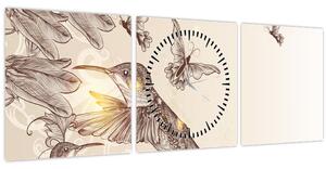 Tablou - Colibri (cu ceas) (90x30 cm)