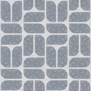 Tapet Mozaic gri cu forme rotunjite și dreptunghiulare alternante, Tapet abstract, a01069 : Uwalls.ro
