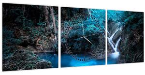 Tablou - Noaptea magică în pădurea tropicală (cu ceas) (90x30 cm)