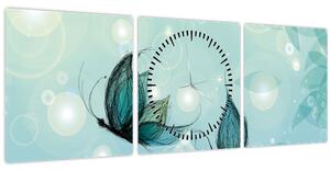 Tablou - Fluturi albaștri (cu ceas) (90x30 cm)