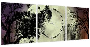 Tablou - Lună plină deasupra apei (cu ceas) (90x30 cm)