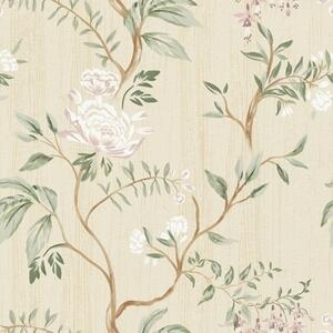 Tapet Ramuri delicate cu flori pe un fundal crem cald, Tapet flori, a01084 : Uwalls.ro