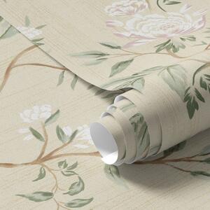 Tapet Ramuri delicate cu flori pe un fundal crem cald, Tapet flori, a01084 : Uwalls.ro