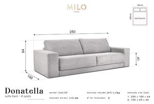 Canapea extensibilă din catifea reiată Milo Casa Donatella, gri deschis