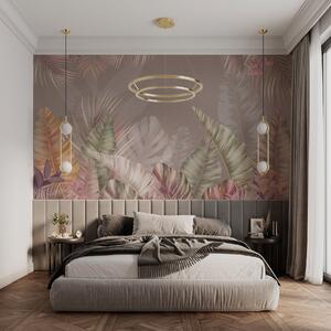 Tapet Frunze tropicale în nuanțe pastelate delicate, Imagini de fundal unice, w01684 : Uwalls.ro