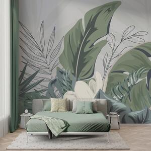 Tapet Vegetație luxuriantă în nuanțe pastelate delicate, Fototapet Natură, w01598 : Uwalls.ro