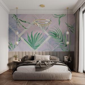 Tapet Verdeață luxuriantă pe un fundal pastelat delicat, Imagini de fundal unice, w01625 : Uwalls.ro
