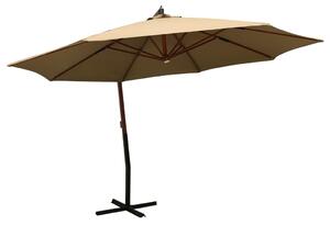 Umbrelă de soare suspendată stâlp din lemn 350 cm taupe