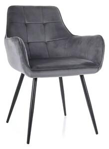 Scaun gri inchis LEMON, stofa catifelata/metal, 57x47x85 cm