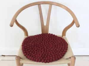 Pernă pentru scaun, cu bile din lână Wooldot Ball Chair Pad, ⌀ 39 cm, vișiniu închis