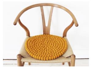 Pernă pentru scaun, cu bile din lână Wooldot Ball Chair Pad, ⌀ 39 cm, galben muștar