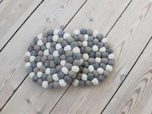 Suport pahar, cu bile din lână Wooldot Ball Coaster, ⌀ 20 cm, alb - gri deschis