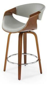 Scaun bar H123, gri/nuc, piele ecologica/placaj/metal, 55x51x91 cm