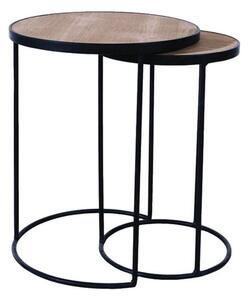 Set 2 masute de cafea, din lemn, D 45 cm, Brooklyn