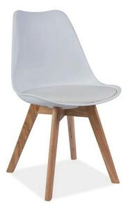 Scaun KRIS, alb/stejar, polipropilena/piele ecologica/lemn, 49x43x83 c